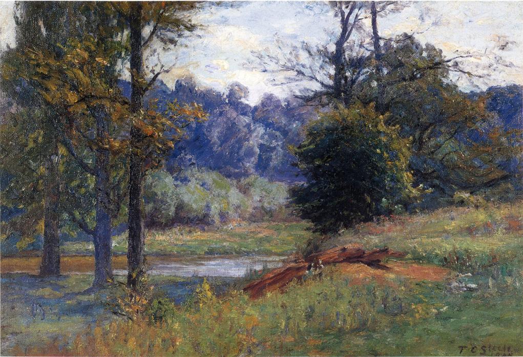 Wikioo.org - The Encyclopedia of Fine Arts - Painting, Artwork by Theodore Clement Steele - Along the Creek (aka Zionsville)