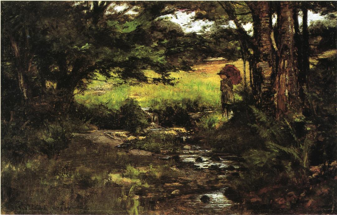 Wikioo.org - The Encyclopedia of Fine Arts - Painting, Artwork by Theodore Clement Steele - Brook in Woods