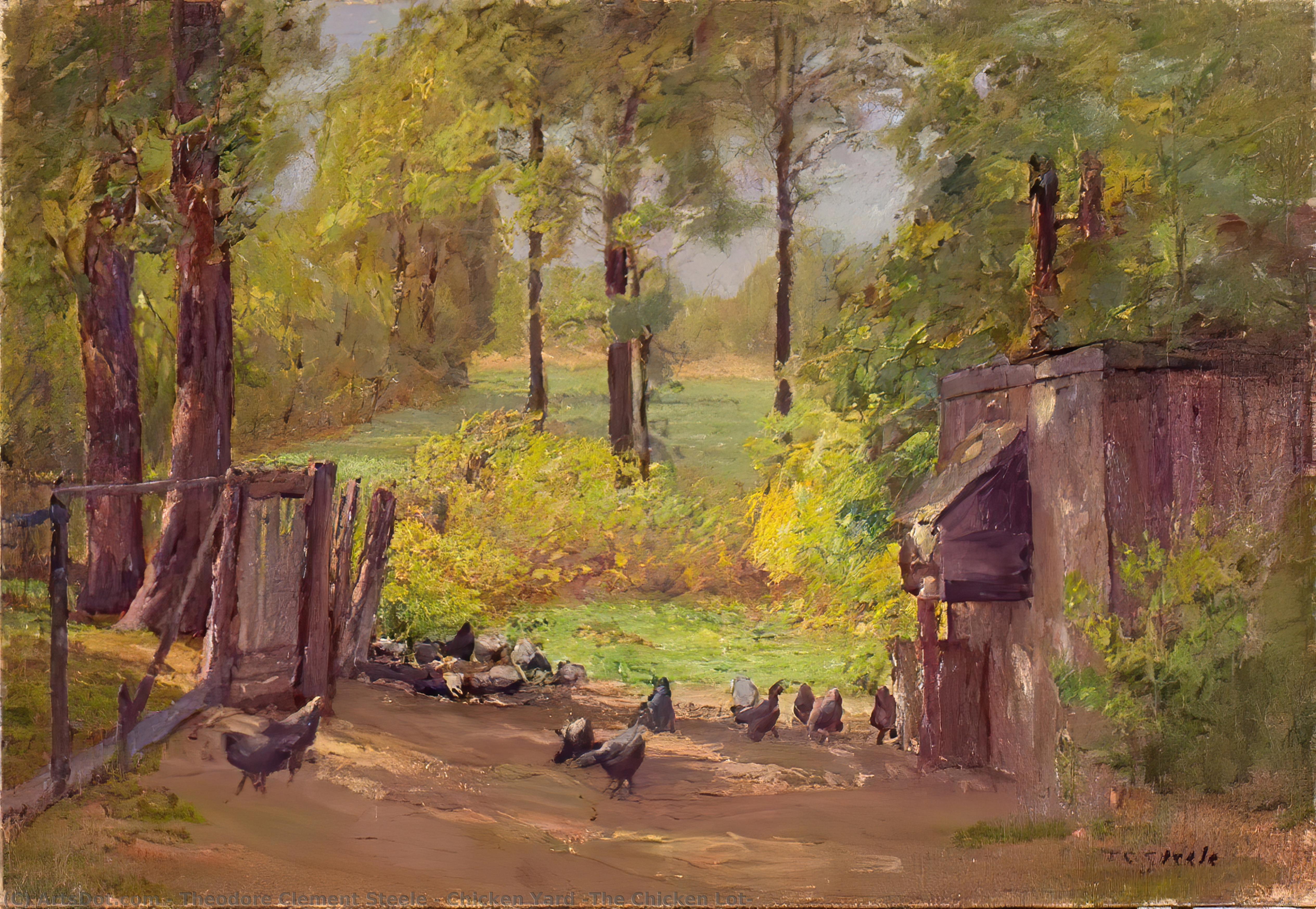 Wikioo.org - The Encyclopedia of Fine Arts - Painting, Artwork by Theodore Clement Steele - Chicken Yard (The Chicken Lot)