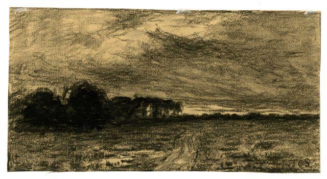 WikiOO.org - Encyclopedia of Fine Arts - Maalaus, taideteos Theodore Clement Steele - Drawing of a country lane