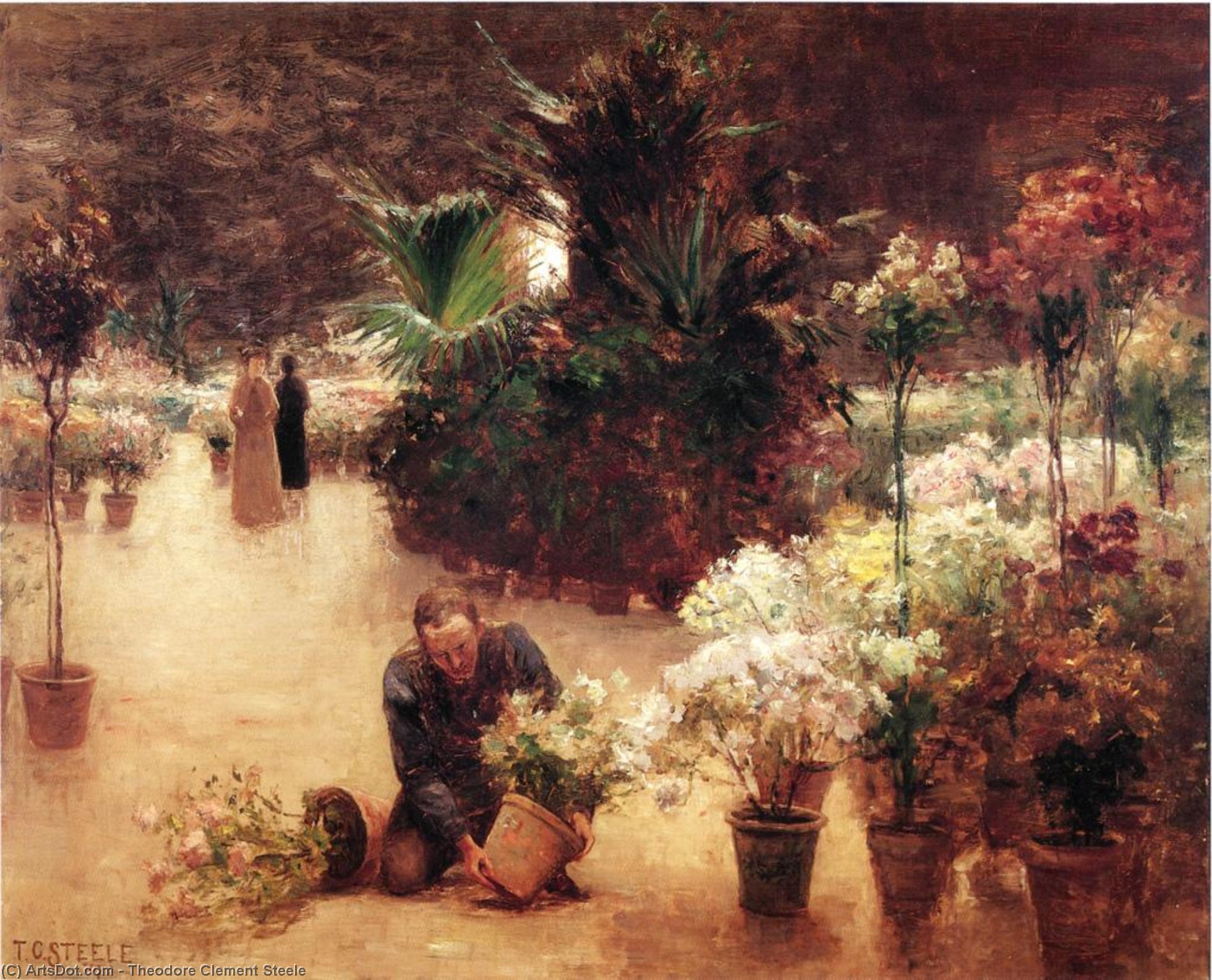 Wikioo.org - The Encyclopedia of Fine Arts - Painting, Artwork by Theodore Clement Steele - Flower Mart