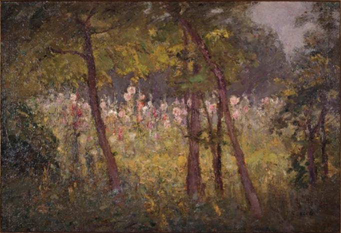 WikiOO.org - Encyclopedia of Fine Arts - Maľba, Artwork Theodore Clement Steele - Hollyhocks
