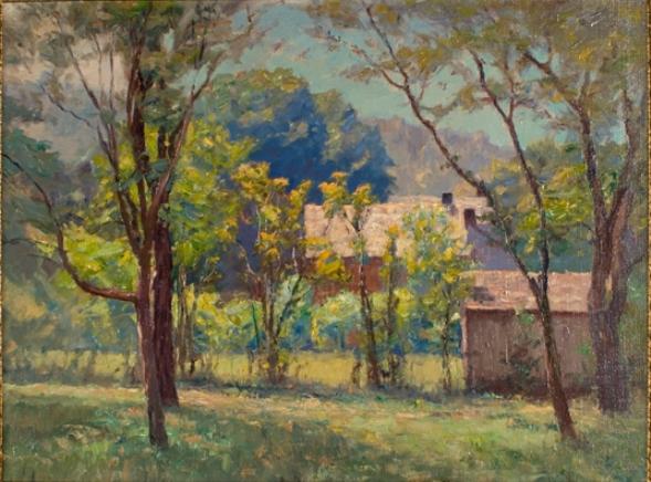 Wikioo.org - The Encyclopedia of Fine Arts - Painting, Artwork by Theodore Clement Steele - House in the Woods
