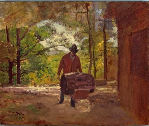 WikiOO.org - Enciclopedia of Fine Arts - Pictura, lucrări de artă Theodore Clement Steele - Man with a Wheel Barrow