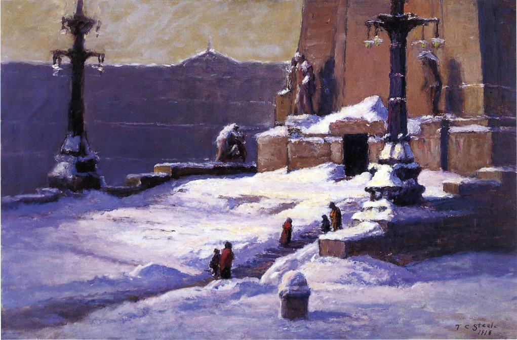Wikioo.org - The Encyclopedia of Fine Arts - Painting, Artwork by Theodore Clement Steele - Monument in the Snow