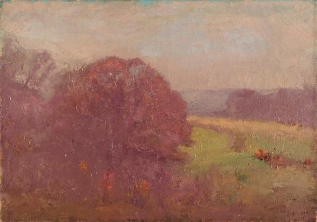Wikioo.org - The Encyclopedia of Fine Arts - Painting, Artwork by Theodore Clement Steele - Morning in Early Autumn (Oaks in Autumn)