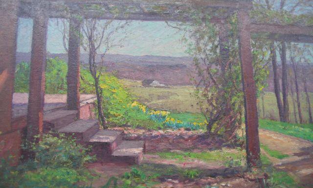 WikiOO.org - Encyclopedia of Fine Arts - Malba, Artwork Theodore Clement Steele - Pergola in Early Spring