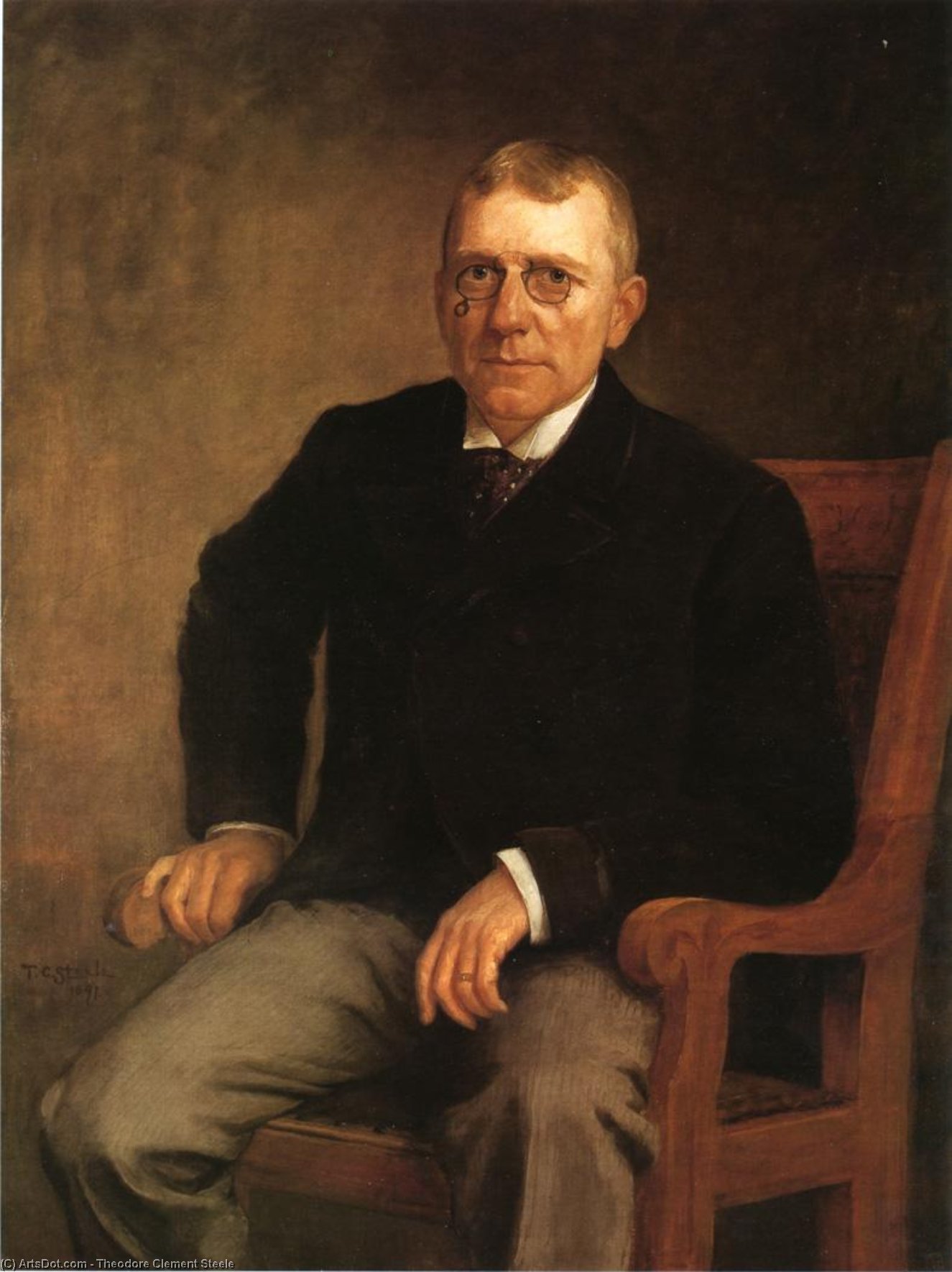 Wikioo.org - The Encyclopedia of Fine Arts - Painting, Artwork by Theodore Clement Steele - Portrait of James Whitcomb Riley