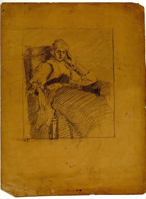 WikiOO.org - Encyclopedia of Fine Arts - Schilderen, Artwork Theodore Clement Steele - Seated Woman