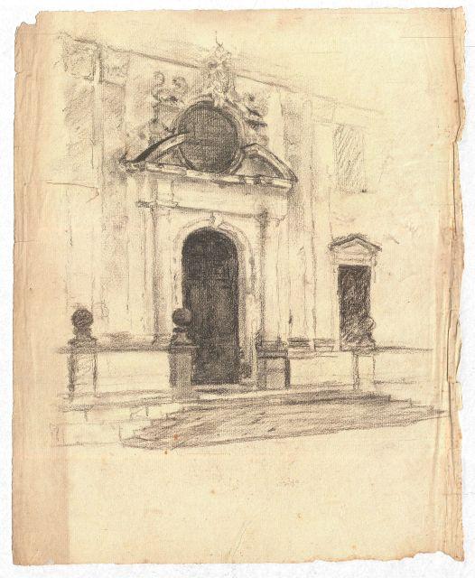Wikioo.org - The Encyclopedia of Fine Arts - Painting, Artwork by Theodore Clement Steele - Sketch of a building exterior