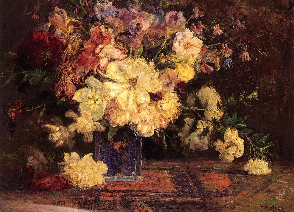 Wikioo.org - The Encyclopedia of Fine Arts - Painting, Artwork by Theodore Clement Steele - Still Life with Peonies