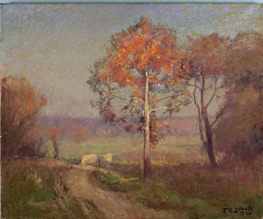 Wikioo.org - The Encyclopedia of Fine Arts - Painting, Artwork by Theodore Clement Steele - Sycamores, Autumn (An Autumn Day)