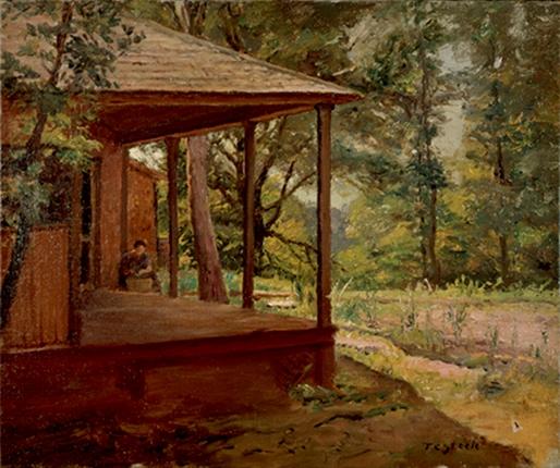WikiOO.org - Encyclopedia of Fine Arts - Maľba, Artwork Theodore Clement Steele - View of the Porch