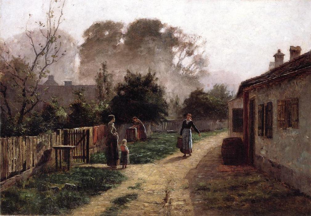 Wikioo.org - The Encyclopedia of Fine Arts - Painting, Artwork by Theodore Clement Steele - Village Scene