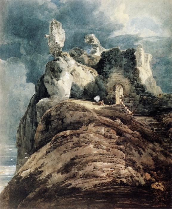 Wikioo.org - The Encyclopedia of Fine Arts - Painting, Artwork by Thomas Girtin - Bamburgh Castle, Northumberland