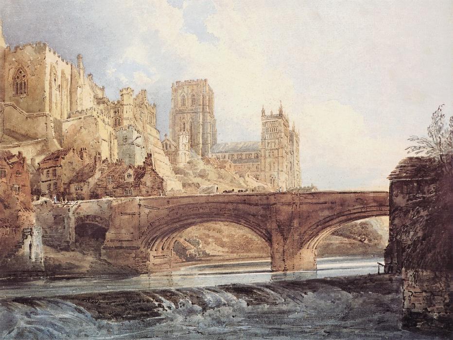 Wikioo.org - Encyklopedia Sztuk Pięknych - Malarstwo, Grafika Thomas Girtin - Durham Cathedral and Castle 1