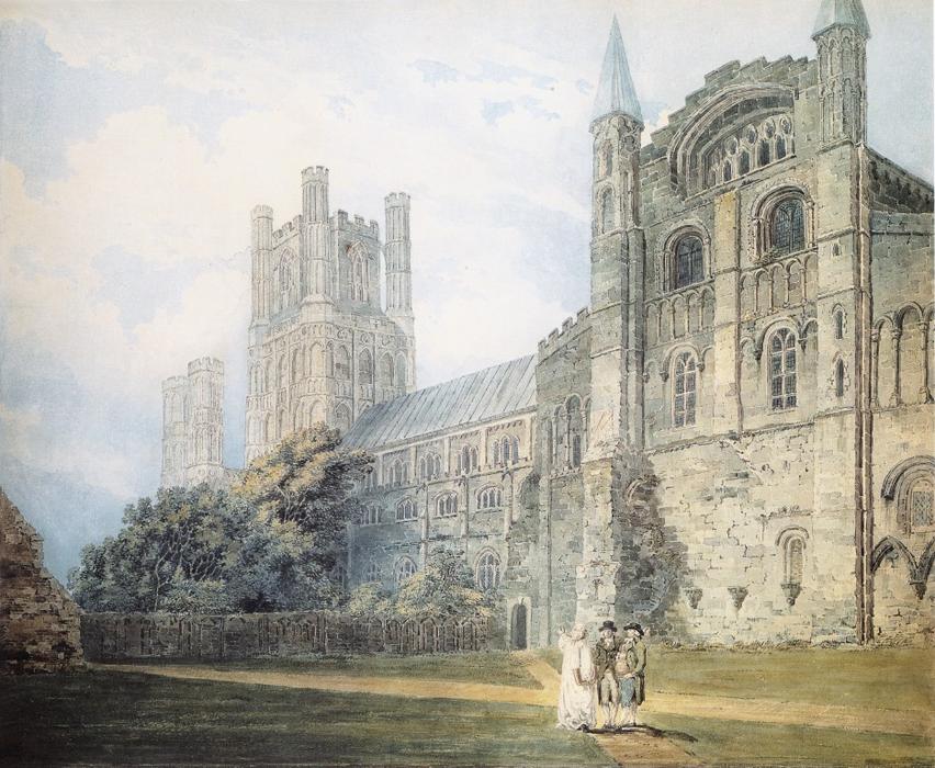 Wikioo.org - The Encyclopedia of Fine Arts - Painting, Artwork by Thomas Girtin - Ely Cathedral from the South­East (after James Moore)