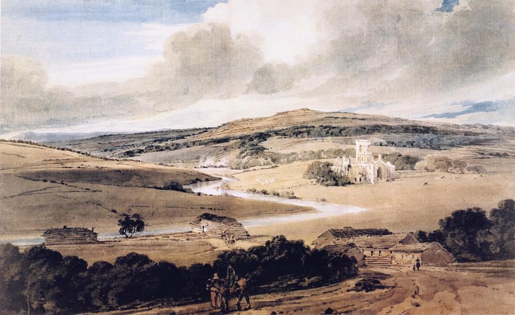 Wikioo.org - The Encyclopedia of Fine Arts - Painting, Artwork by Thomas Girtin - Kirkstall Abbey, Yorkshire, from Kirkstall Hill