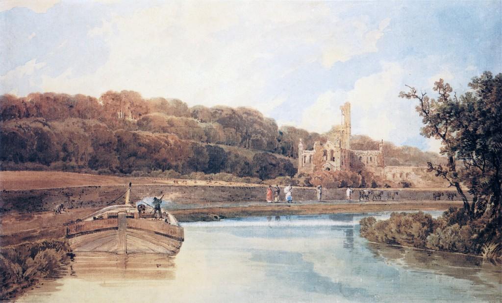 Wikioo.org - The Encyclopedia of Fine Arts - Painting, Artwork by Thomas Girtin - Kirkstall Abbey, Yorkshire. Evening