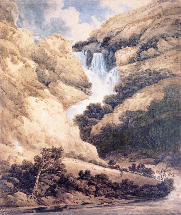 Wikioo.org - The Encyclopedia of Fine Arts - Painting, Artwork by Thomas Girtin - Ogwen Falls, North Wales