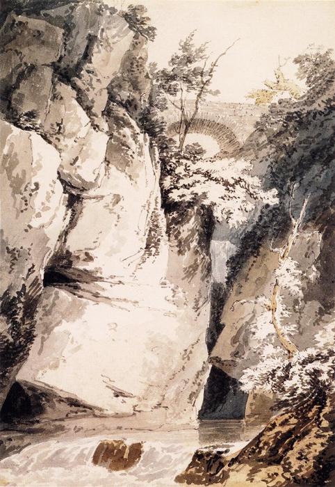 WikiOO.org - Εγκυκλοπαίδεια Καλών Τεχνών - Ζωγραφική, έργα τέχνης Thomas Girtin - On the Banks of Lake Como (after J.R.Cozens)