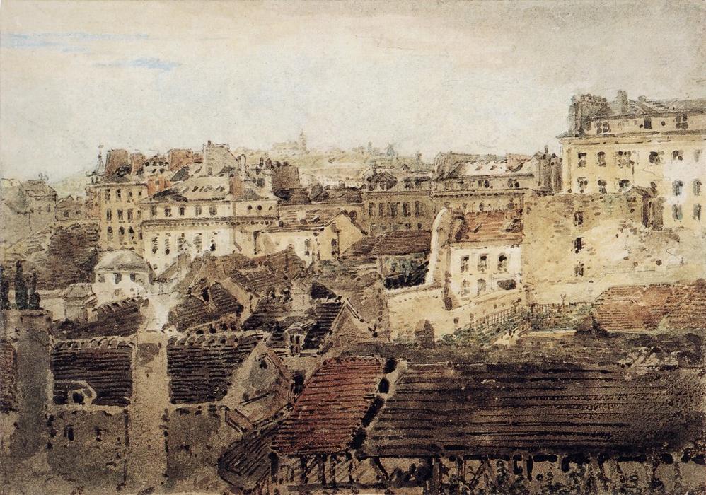 Wikioo.org - Die Enzyklopädie bildender Kunst - Malerei, Kunstwerk von Thomas Girtin - Paris bekannt . ansicht von dächer mit blick auf Montmartre
