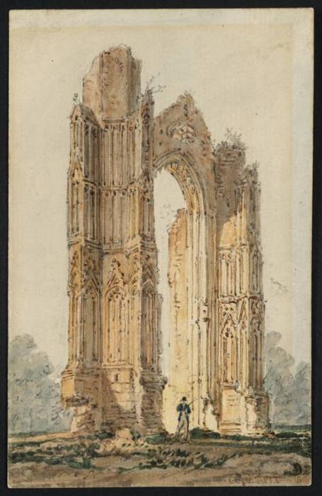 WikiOO.org – 美術百科全書 - 繪畫，作品 Thomas Girtin - 沃尔辛厄姆修道院的废墟的一部分