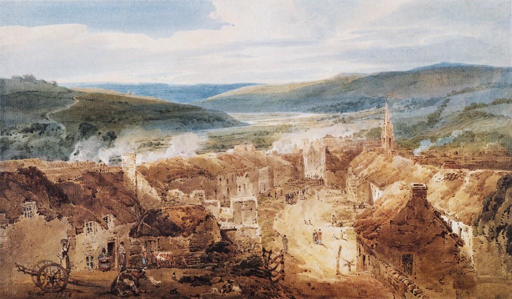 WikiOO.org - Enciklopedija dailės - Tapyba, meno kuriniai Thomas Girtin - The Village of Jedburgh, Roxburghshire