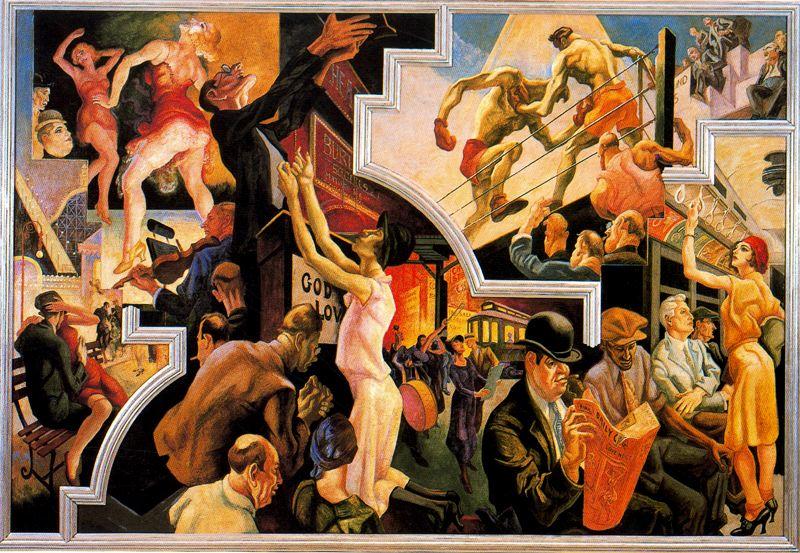 Wikioo.org - The Encyclopedia of Fine Arts - Painting, Artwork by Thomas Hart Benton - America Today. City Activities with Subway