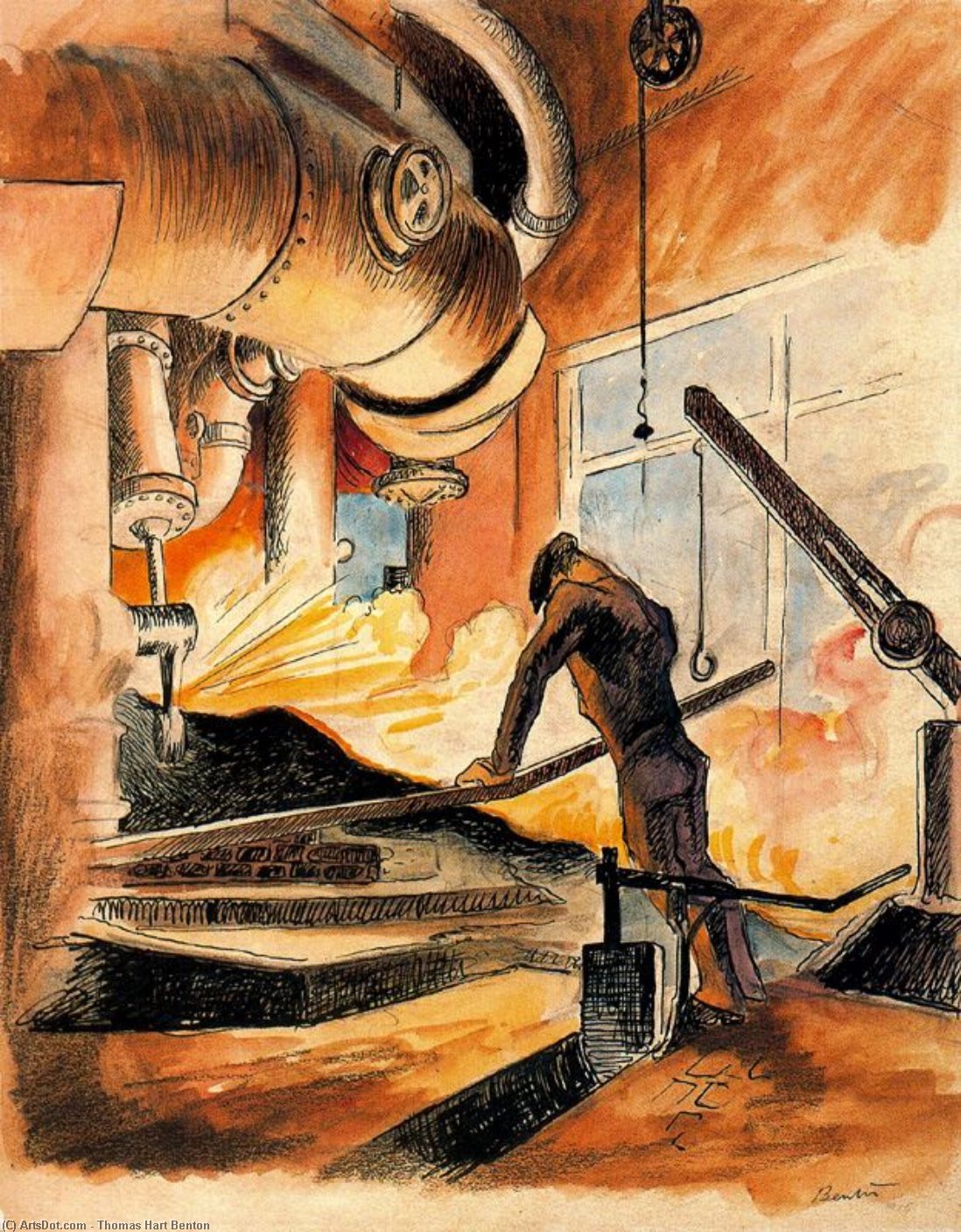 WikiOO.org - Енциклопедія образотворчого мистецтва - Живопис, Картини
 Thomas Hart Benton - Blast Furnace 1
