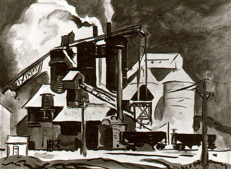 Wikioo.org - The Encyclopedia of Fine Arts - Painting, Artwork by Thomas Hart Benton - Cement Mill