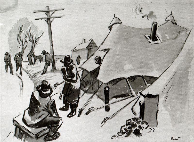 Wikioo.org - The Encyclopedia of Fine Arts - Painting, Artwork by Thomas Hart Benton - Flood Refugee Camp