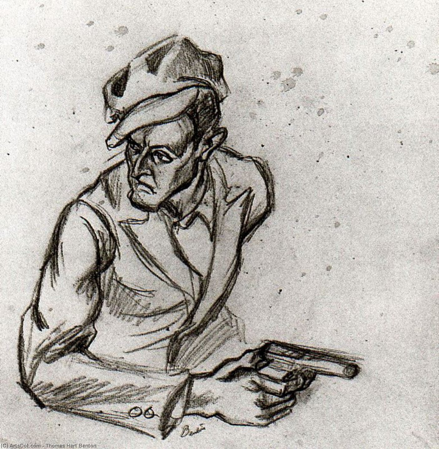 WikiOO.org - Енциклопедія образотворчого мистецтва - Живопис, Картини
 Thomas Hart Benton - Gangster (Study for The Arts of Life in America)