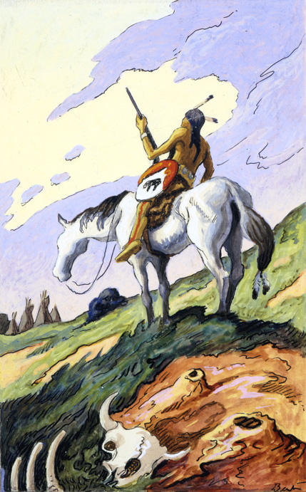 WikiOO.org - 백과 사전 - 회화, 삽화 Thomas Hart Benton - Indian and White Horse