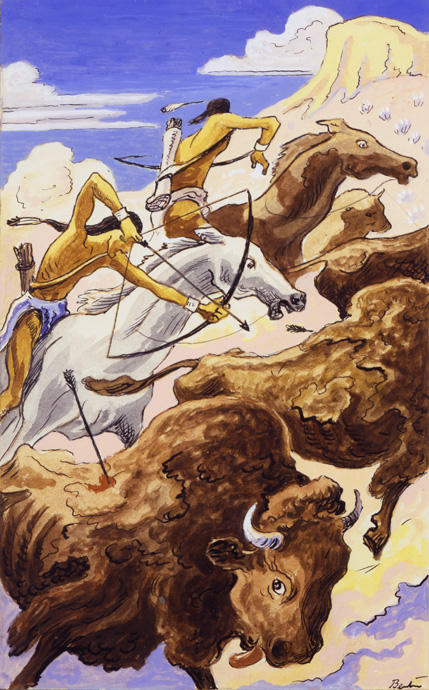 WikiOO.org - 百科事典 - 絵画、アートワーク Thomas Hart Benton - インディアンバッファロー狩り