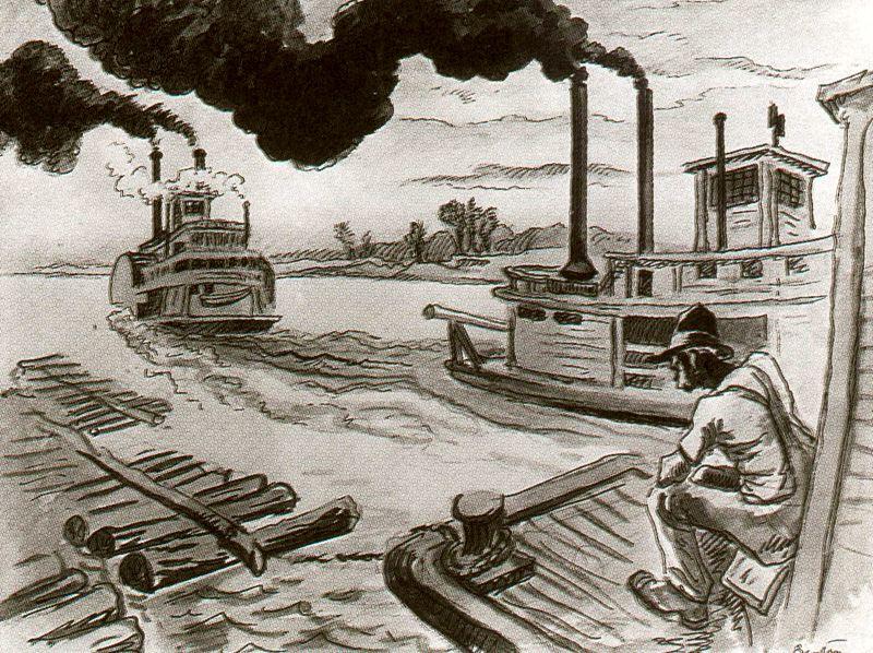 WikiOO.org - 백과 사전 - 회화, 삽화 Thomas Hart Benton - Mississippi River Nº 1