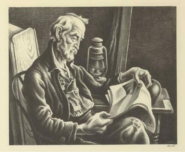 Wikioo.org - The Encyclopedia of Fine Arts - Painting, Artwork by Thomas Hart Benton - Old Man Reading