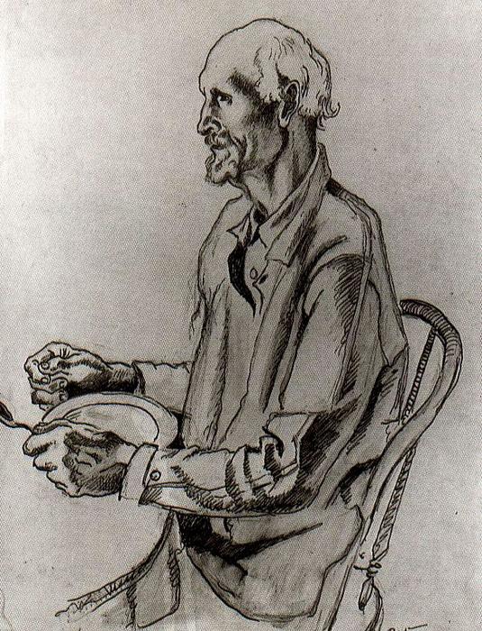 WikiOO.org - Encyclopedia of Fine Arts - Festés, Grafika Thomas Hart Benton - Old Man West (Study for ''The Lord Is My Sheperd''