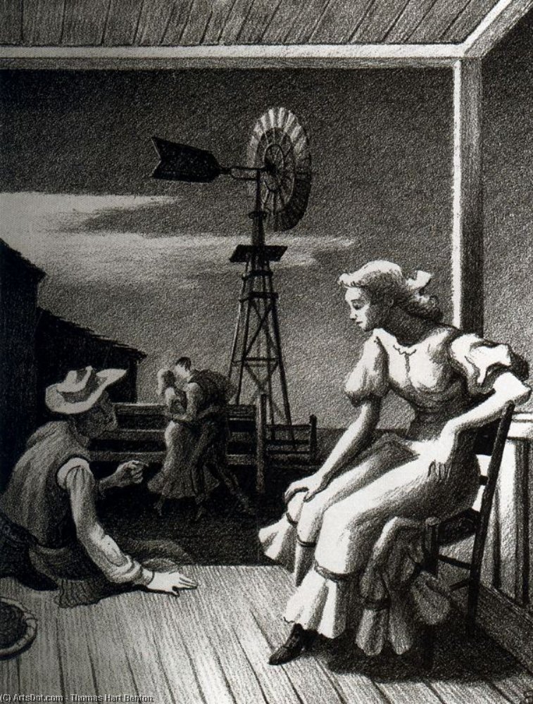 Wikioo.org - The Encyclopedia of Fine Arts - Painting, Artwork by Thomas Hart Benton - Party at Old Man Peck's Place