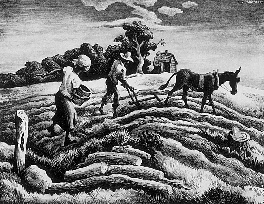 WikiOO.org - Encyclopedia of Fine Arts - Lukisan, Artwork Thomas Hart Benton - Planting (Spring Plowing)