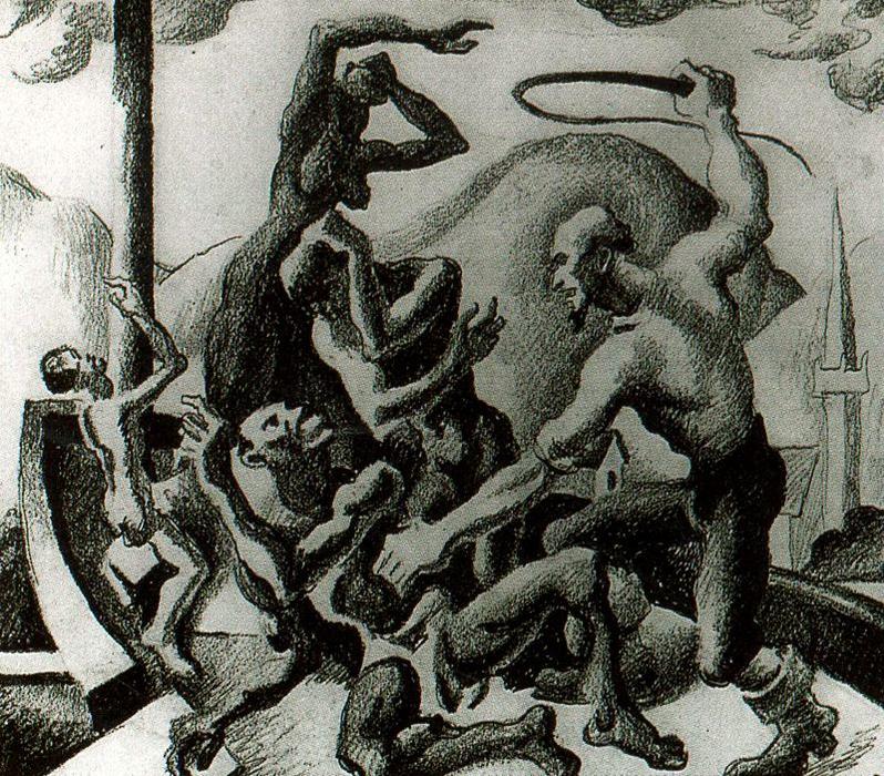 WikiOO.org - Encyclopedia of Fine Arts - Maleri, Artwork Thomas Hart Benton - Slaves (Study for The American Historical Epic)