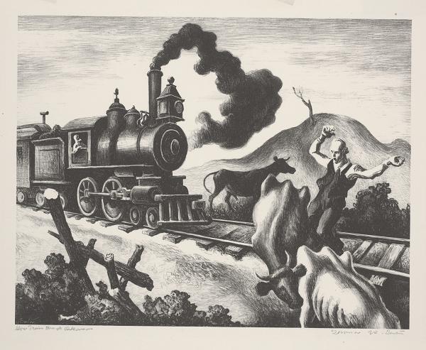 WikiOO.org - Encyclopedia of Fine Arts - Lukisan, Artwork Thomas Hart Benton - Slow Train Through Arkansas