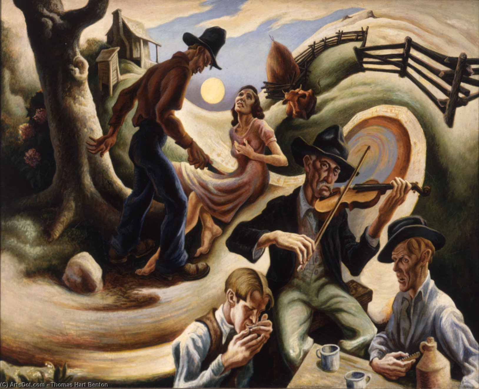 Wikioo.org - The Encyclopedia of Fine Arts - Painting, Artwork by Thomas Hart Benton - The Ballad of the Jealous Lover