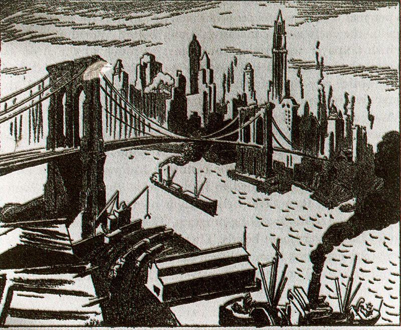 WikiOO.org - Encyclopedia of Fine Arts - Maleri, Artwork Thomas Hart Benton - The Brooklyn Bridge 1