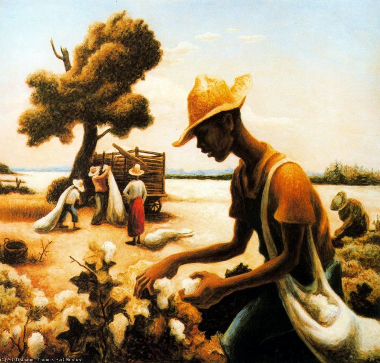 Wikioo.org - The Encyclopedia of Fine Arts - Painting, Artwork by Thomas Hart Benton - The Cotton Picker