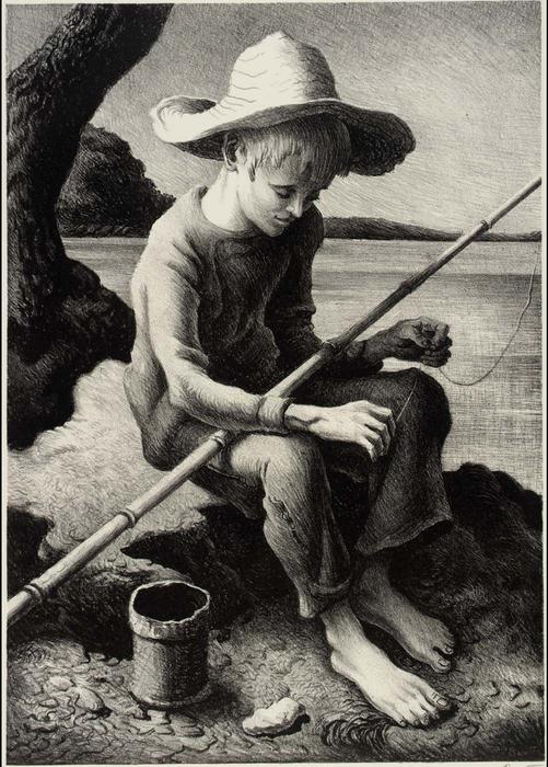 Wikoo.org - موسوعة الفنون الجميلة - اللوحة، العمل الفني Thomas Hart Benton - The Little Fisherman