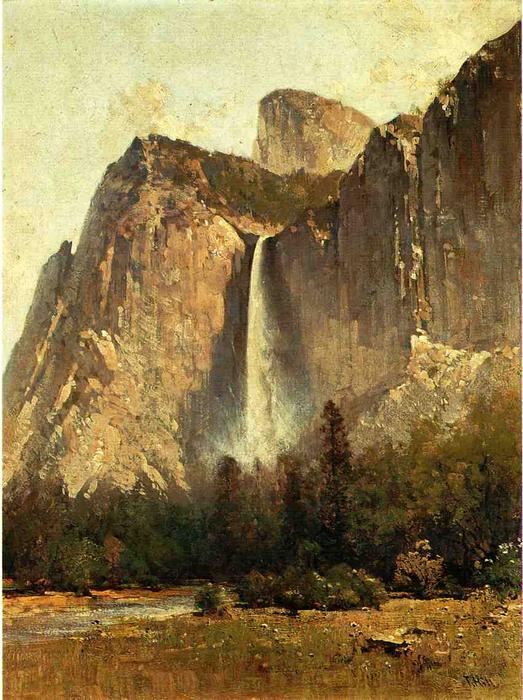 Wikoo.org - موسوعة الفنون الجميلة - اللوحة، العمل الفني Thomas Hill - Bridal Veil Falls - Yosemite Valley