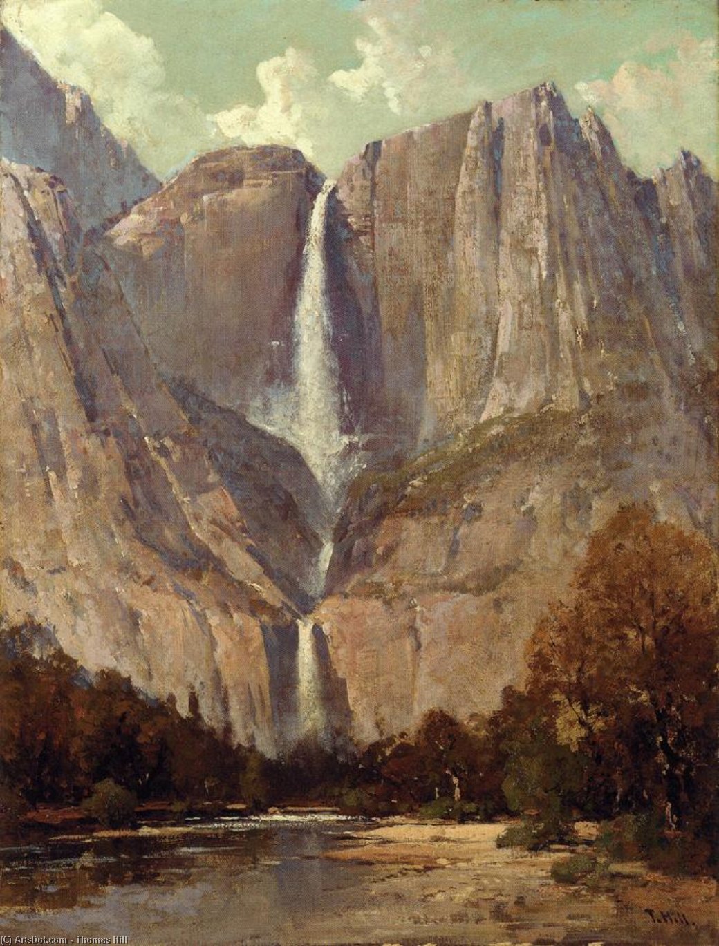 Wikioo.org - The Encyclopedia of Fine Arts - Painting, Artwork by Thomas Hill - Bridle Veil Fall, Yosemite
