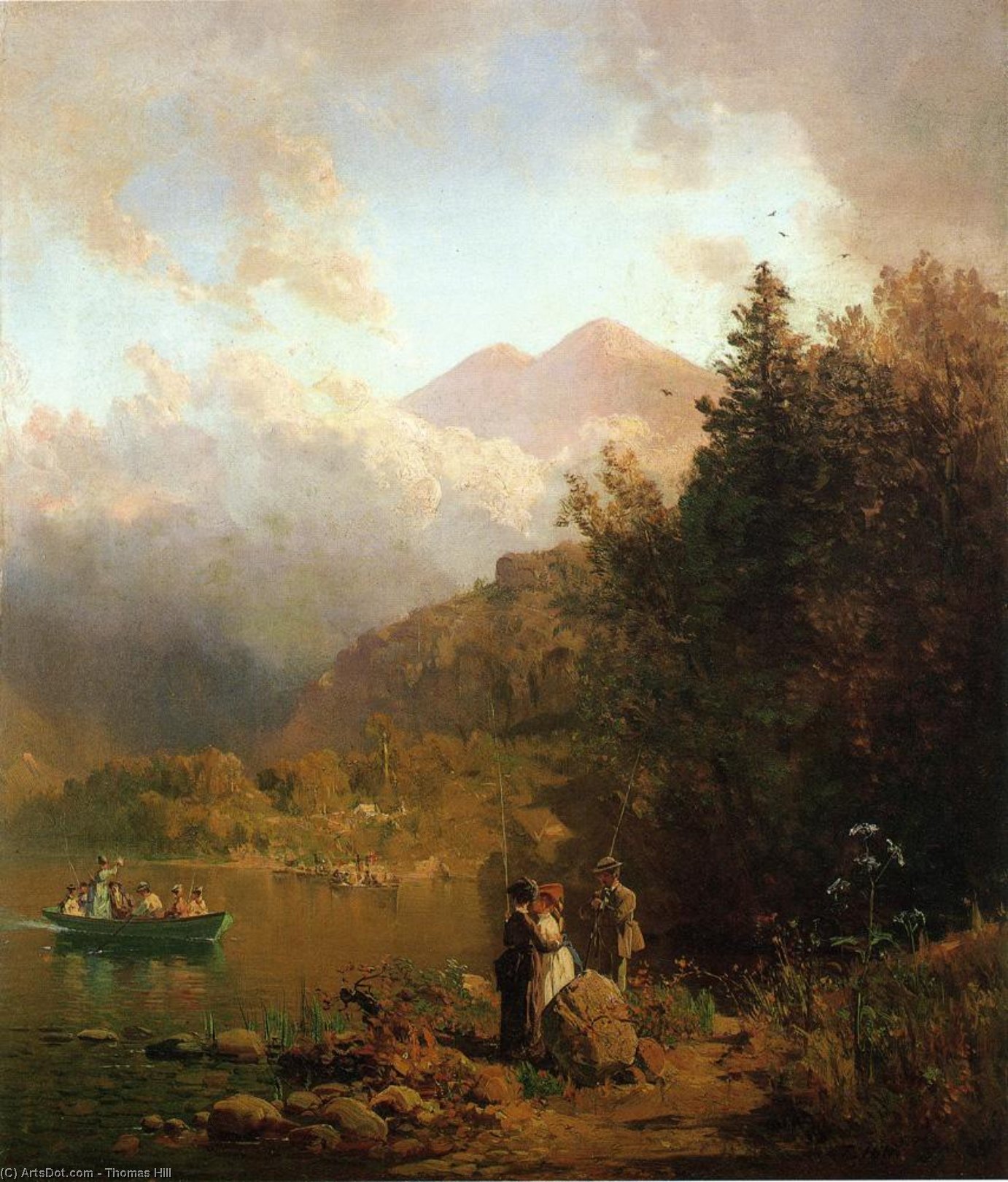 Wikioo.org - The Encyclopedia of Fine Arts - Painting, Artwork by Thomas Hill - Fishing Party in the Mountains