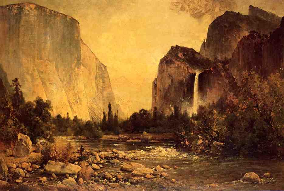 WikiOO.org - Güzel Sanatlar Ansiklopedisi - Resim, Resimler Thomas Hill - Lone Fisherman in Yosemite